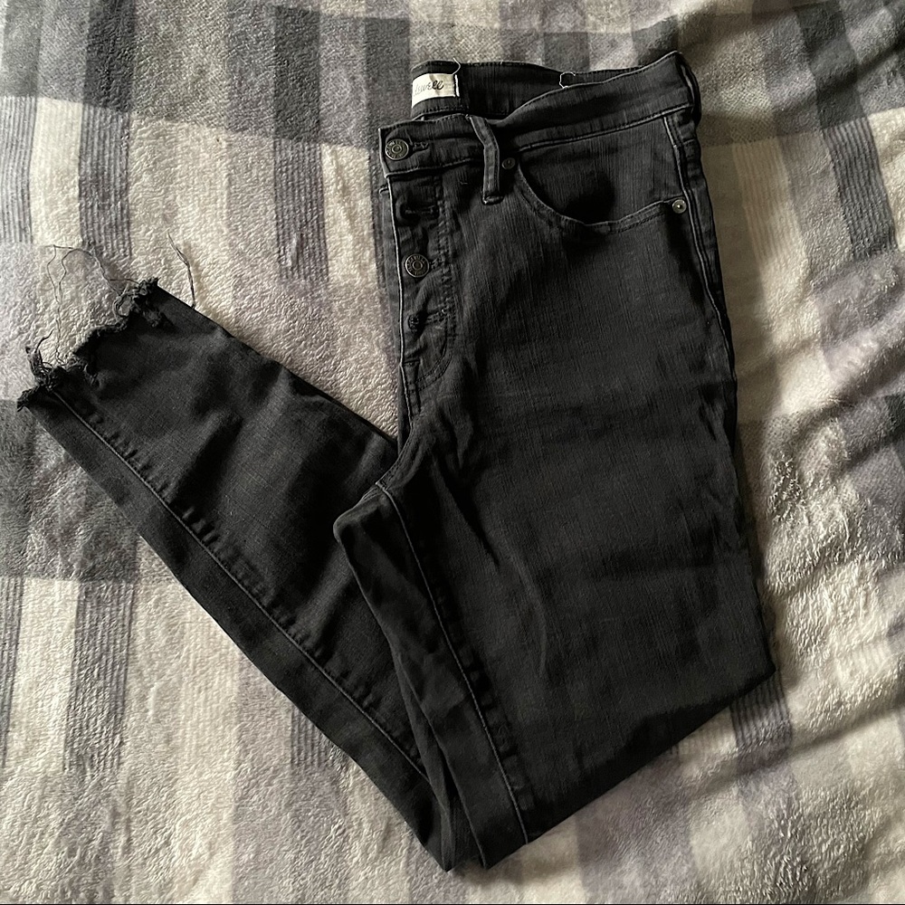 Madewell mid-rise skinny jeans, button through